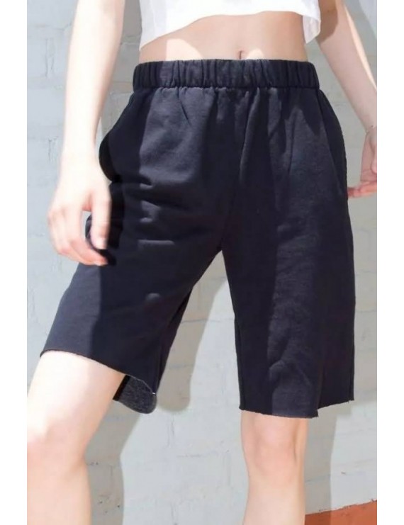 Black Pocket High Waist Casual Shorts