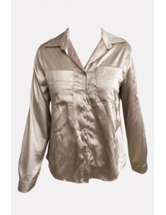 Light-gray Button Up Lapel Long Sleeve Casual Shirt