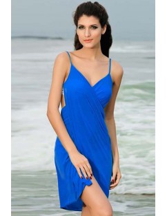 Blue V Neck Stylish Beach Cover-up Swimsuit
