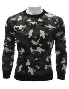 Crew Neck Camouflage Sweater -  3xl