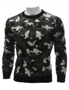 Crew Neck Camouflage Sweater -  3xl