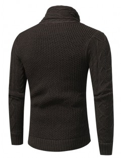Cowl Neck Horn Button Single Breasted Cardigan - Deep Gray L