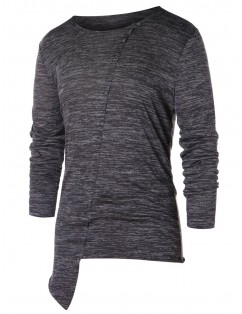 Asymmetric Space Dye Long Sleeve T-shirt - Black 2xl