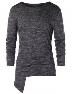 Asymmetric Space Dye Long Sleeve T-shirt - Black 2xl
