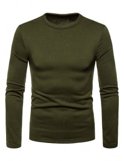 Basic Solid Color Fleece T-shirt - Army Green 2xl