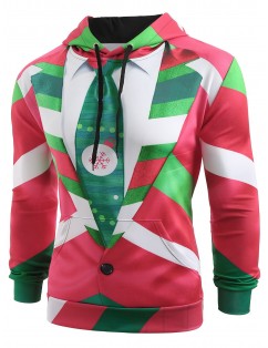 Christmas Faux Suit and Tie Print Hoodie -  Xl