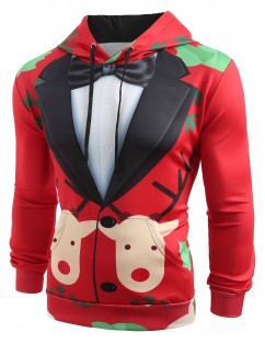 Christmas Faux Suit Print Pullover Hoodie -  L