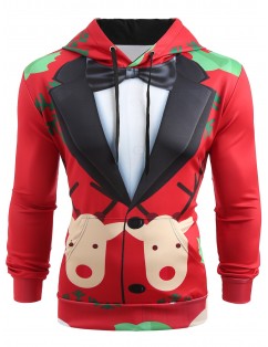 Christmas Faux Suit Print Pullover Hoodie -  L