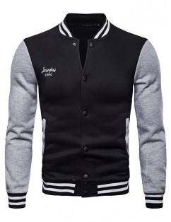 AOWOFS Long Sleeve Baseball Jacket Coat for Men - Black S
