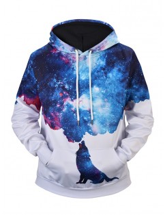 3D Wolf Style Hoodie for Man - Sky Blue Xl