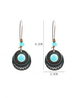 Ethnic Geometric Hollow Turquoise Drop Earrings - Copper