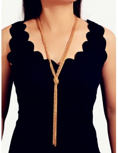 Brief Knot Chain Tassel Necklace - Gold