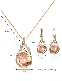 Oval Faux Crystal Teardrop Jewelry Set - Gold