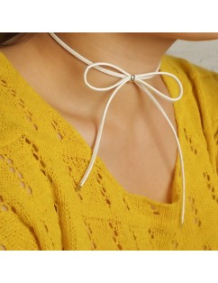 Hollow Out Adjustable Bow Embellished Chokers - White