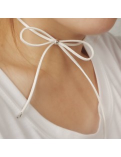 Hollow Out Adjustable Bow Embellished Chokers - White