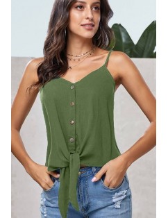 Army-green Button Decor Tied Casual Camisole