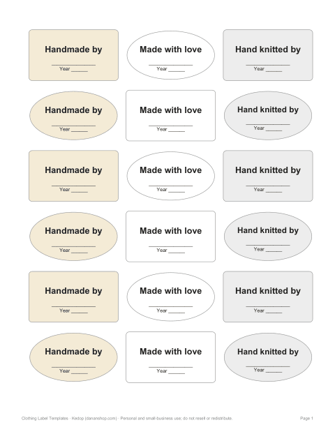 Preview of the first page of Handmade labels