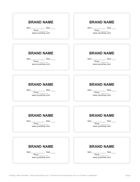 Preview of the first page of Swing tags